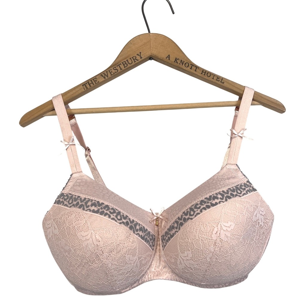 Amoena Pink Lace Trim Post Mastectomy Full Coverage Bra‎ 36D